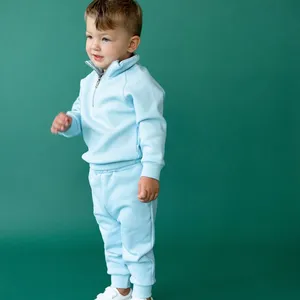 Children Ribbed Two Piece Set Baby Zip-up Tracksuit Set Kid Cozy Clothing Suit