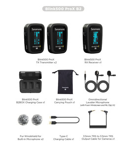 Saramonic ไมโครโฟนลาวาเลียร์ไร้สาย Blink500 ProX,ไมค์คอปกคู่แบบชาร์จได้สำหรับการบันทึกกล้องโทรศัพท์มือถือ - Product Image 6