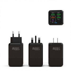 Cargador Rápido 6 en 1 con 4 Puertos USB + 2 Tipo-C, 150W QC3.0, OTP, OVP, para Enchufes EU/US/UK, para Teléfonos Móviles y Cámaras - Product Image 1