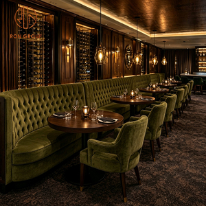 Meubles d'hôtel vintage Ron Group, table ronde en bois, banquette à dossier haut capitonnée, chaise ergonomique en velours pour <span class=keywords><strong>restaurant</strong></span> - Product Image 1