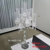Grand candélabre en cristal à 9 têtes, centres de table pour mariage, décorations de table, support de bougie en verre