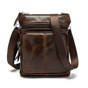 Borsa a tracolla firmata Vintage in vera pelle borsa a tracolla da <span class=keywords><strong>uomo</strong></span> con tasche e tracolla regolabile - Product Image 3