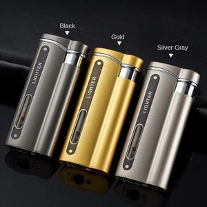 Briquet à <span class=keywords><strong>flamme</strong></span> KY Torch en métal, briquet à gaz butane, briquets à cigarettes gonflables, accessoires de fumeur coupe-vent pour hommes - Product Image 1