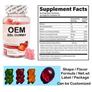 Vrouwen Bil Enhancement Gummy Bears Supplement Vitaminen En Ginseng Tabletten 60 Gummies Dosering Snoep Booty Verhogen - Product Image 3