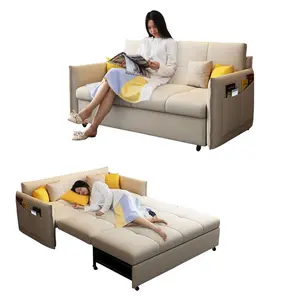 Fancy Fabric Folding Hiện Đại Sleeper Couch Giường Ngủ Sofa Kiêm Giường Đôi Đồ Nội Thất Phòng Khách Thiết Kế Đơn Giản