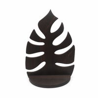 Étagère murale en bois naturel en forme de feuille de Monstera, décoration murale bohème pour plantes, vente en gros personnalisée OEM, étagère murale en forme de feuille de Monstera
