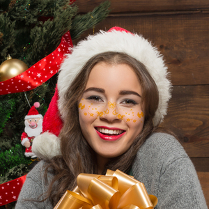 Christmas Glitter Temporary <b>Tattoo</b> Sticker Gold Freckle Waterproof Face Makeup Patch for Holiday Party Festival Use - Product Image 3