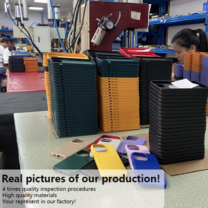 Coque de téléphone avec LOGO personnalisé Protection des bords supérieurs Pierre de galet polie Cuir tanné végétal Couverture de téléphone pour iphone 14 15 13 - Product Image 3