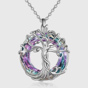 Collar de cadena de bambú de acero inoxidable para mujer, diseño de árbol de <span class=keywords><strong>la</strong></span> <span class=keywords><strong>vida</strong></span>, colgante hueco <span class=keywords><strong>simple</strong></span> personalizado, el más vendido - Product Image 3