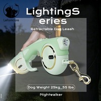 Laisse de chien rétractable automatique avec corde LED pour chiens de petite et moyenne taille, en nylon
