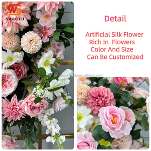Lisse haute qualité personnalisé bébé souffle soie artificielle Rose cassé asymétrique conception Floral coureur pour événement de mariage - Product Image 2