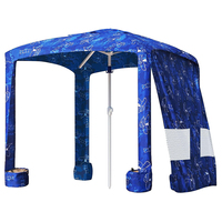 Tenda Peneduh Pantai Halaman Portabel Berbahan Poliester dengan Rangka Besi Stainless Steel Anti Angin, Mewah, Persegi, Pesanan Khusus Produsen