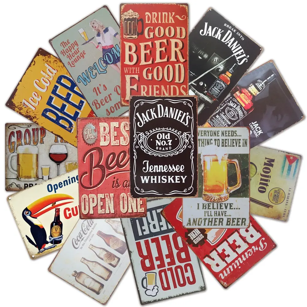 Letrero de estaño de Metal Vintage para decoración de pared, pinturas con eslogan de cerveza, Bar, restaurante, cafetería, Retro, placa de hojalata decorativa de Metal, gran oferta