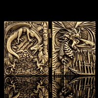 Dés à roulettes pliables en métal doré, motif dragon, 7 en 1, pour jeux de rôle Dungeons and Dragons