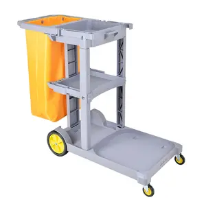 High Quality Indoor Outdoor Plastic Housekeeping Cleaning Cart With Bucket Hotel Inn Subway Station Mop Wringer Trolley