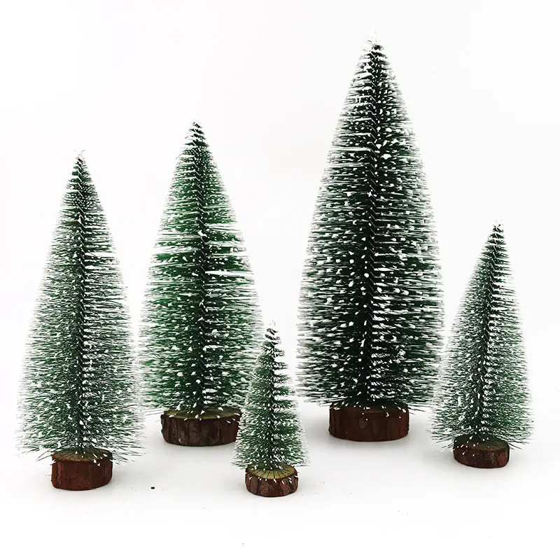 Custom romantic mini snow flocked artificial Christmas tree holiday gift pine needle desktop white point Christmas tree
