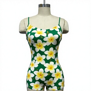 Maillot <span class=keywords><strong>de</strong></span> <span class=keywords><strong>bain</strong></span> une pièce à imprimé floral très élastique avec logo personnalisé pour femme, coupe shorty, séchage rapide, style boyleg - Product Image 5