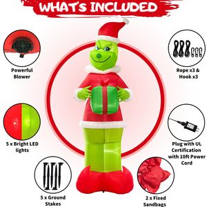 <b>Santa</b> Green Big Halloween <b>Inflatables</b> Outdoor Decorations Led Lights Blowups Merry Xmas Decor for Vacation 20240629 <b>Inflatable</b> X - Product Image 6