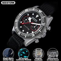 Haute qualité en acier sport pilote mouette mécanique chronographe 1901 mouvement à remontage manuel magique Nylon autocollant montre hommes à vendre