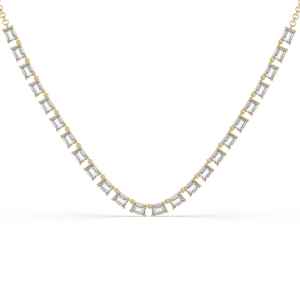 Collar de media cadena con diamantes de moissanita de corte esmeralda, plata de ley 925 chapada en oro, regalo de compromiso y boda para amantes - Product Image 1