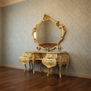 Tocador de caoba de madera maciza provincial francés antiguo de lujo espejos tocador europeo muebles de dormitorio hechos en Indonesia - Product Image 2