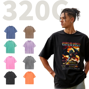 ShengShi T-shirt unisexe Vintage lavage régulier col rond 320g coton doux tendances équipe pour Logo personnalisé vente en gros T-shirt décontracté pour équipe - Product Image 1