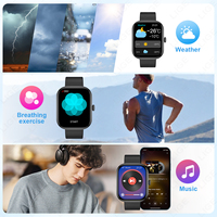 Relojes Inteligentes LIGE BWG21 para Mujeres y Hombres, Monitor de Actividad Física, Contestador de Llamadas, Reproductor de Música, Monitor de Ritmo Cardíaco y Sueño, Compatible con IOS y Android, Negro