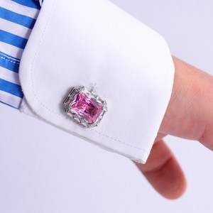 高級スクエアジルコンカフスボタン、男性への絶妙な贈り物、宝石フルダイヤモンドカフスボタン、結婚式パーティー用 - Product Image 2