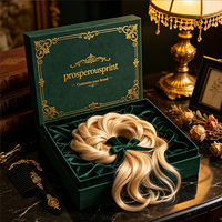 Boîte cadeau rigide personnalisée bordeaux avec couvercle, impression dorée et doublure en satin noir pour emballage de perruques et extensions capillaires