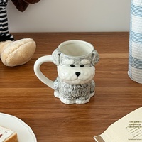 Tasse à café en céramique Lelyi motif chiot mignon, style créatif et tendance, avec cuillère, cadeau idéal pour couple ou anniversaire