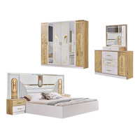 Ensemble de Meubles de Chambre à Coucher en Bois de Luxe Turc à Prix Abordable, Lit Moderne en Bois Double Queen King Size pour Maison et Appartement