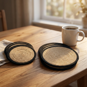 Custom 8-Piece Luxury Braided Jute <b>Round</b> <b>Placemats</b> Non-Slip Washable Eco-Friendly Home Dining Decor - Product Image 4