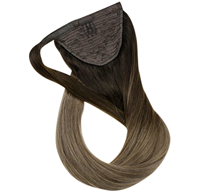 Extensions de cheveux naturels en queue de cheval, couleur ombrée, à enrouler, en cheveux Remy, avec clip, pour femmes, vente en gros