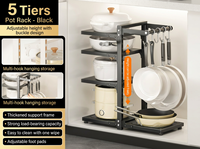 Étagère de rangement de cuisine en métal moderne à 5 niveaux, robuste, résistante à la rouille, organisateur de casseroles pour comptoir, étagère de placard multifonctionnelle