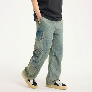 <span class=keywords><strong>Jeans</strong></span> Cargo Vintage Casual da Uomo Personalizzati, Vita Media, Lavaggio Chiaro, Motivo Uniforme, Tessitura a Maglia, Primavera/Autunno/Inverno, <span class=keywords><strong>Tasche</strong></span> <span class=keywords><strong>Laterali</strong></span> - Product Image 6