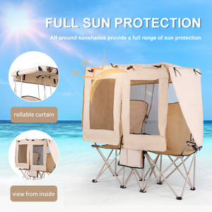 Silla de Camping Plegable para Exteriores con Toldo 360 °   Bolsa de Almacenamiento con Protección Solar, Silla de Playa para Dos Personas - Product Image 2