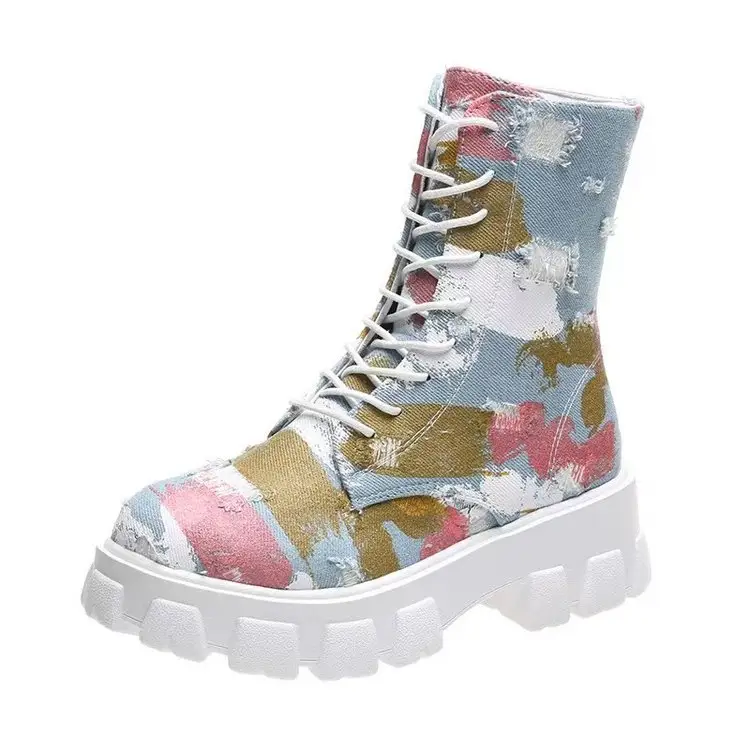 sh10280a Fashion Casual Camouflage Lace up Boots Summer Thick Sole Women Shoes