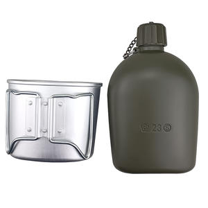 ชุดโรงอาหารน้ำอลูมิเนียม1L กลางแจ้งแบบพกพาพร้อมกล่องอาหารกลางวันฝาปิดและถุงเก็บสำหรับตั้งแคมป์เดินป่าตัวอย่างฟรี - Product Image 6