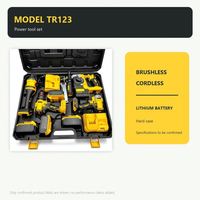 Ensemble d'outils électriques sans fil 4-en-1 à batterie, perceuse, clé à chocs, meuleuse d'angle, modèle TR123, étui rigide
