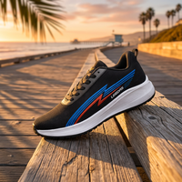 Chaussures de course en maille noire à lacets, baskets de sport respirantes, légères et antidérapantes, chaussures de marche en maille noire à lacets