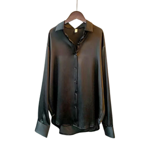 Camicie in Raso per <span class=keywords><strong>Donna</strong></span>, Stile Vintage a Maniche Lunghe, Bluse Eleganti Trasparenti, Camicie Plus Size e Overshirt Femminili - Product Image 5