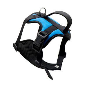 Adjustable Padded Nylon Dog <b>Harness</b> Breathable Durable <b>Black</b> Blue Medium Size Buckle Closure Simple Style for Dogs - Product Image 3