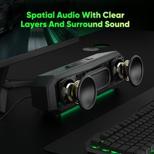 Haut-parleurs d'ordinateur Bluetooth avec lumières LED colorées, alimentés par USB, compatibles avec les ordinateurs de bureau et les ordinateurs portables - Product Image 2