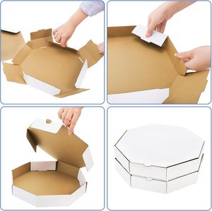 Cajas de Pizza Octagonales Blancas de Cartón Kraft, Caja de Pizza Corrugada, Cajas de Embalaje para Llevar Comida, para Galletas, Pasteles, Tartas, Recuerdos de Fiesta - Product Image 3