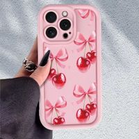 Coques de téléphone portable de luxe antichoc pour femmes et jeunes filles, motif cerise, pour iPhone 17 Air 16 15 Plus Pro Max 14 13 12 11 X