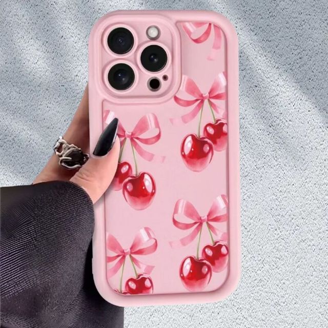 Girls Women Luxury Cherry Mobile Phone Cases for Iphone 17 Air 16 15 Plus Pro Max 14 13 12 11 X Shockproof Protective Back Cover