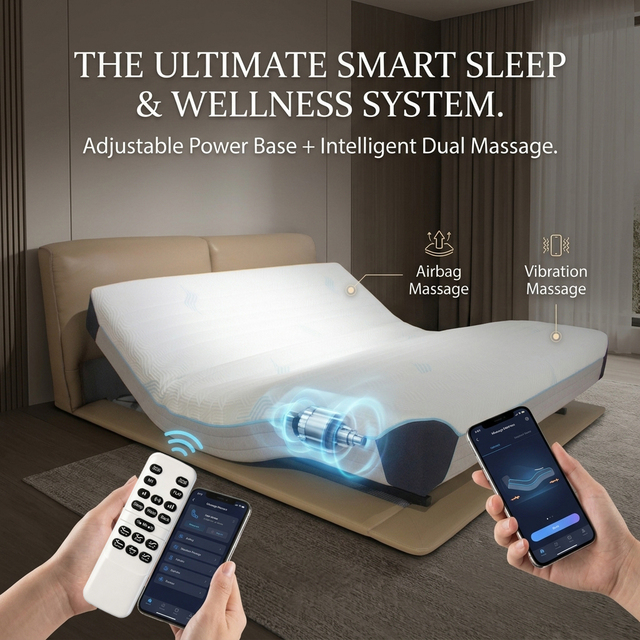 High-End Vibration Massage Mattress with Zero Gravity, Ultra Quiet Lift Adjustment, Comfort & Relaxation for Bedroom & Home Care
