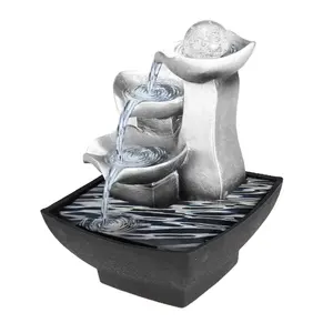 Desktop Rockery Relaxation Indoor Led Fountain Peaceful Water Sound Waterfall Feng Shui Table Ornaments Crafts Home Decoration