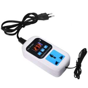 جهاز تحكم في درجة الحرارة إلكتروني XK-W2001 بقوة 1500 واط، مفتاح تحكم في الترموستات مع مجس، قابس أوروبي للتركيب في الفتحة/السطح، عزل عالي - Product Image 1