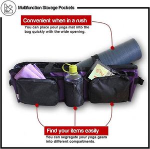 Sac de sport pour tapis de yoga en toile à motifs avec poche et fermeture éclair - Product Image 2